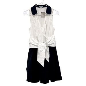 Anthropologie Leifnotes Daytripper Dress NWT Women White Navy Faux Wrap Sash 6